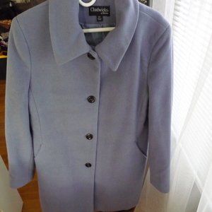 CHADWICKS OF BOSTON wool light purple midi length coat size 12 tall NEW